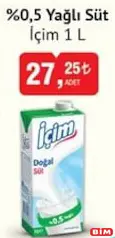 İÇİM %0.5 YAĞLI SÜT 1 L fiyat ve kampanya bilgisi